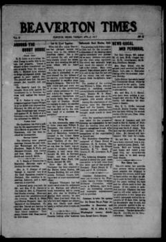 Beaverton times. (Beaverton, Or.) 191?-19??, April 05, 1917, Image 1