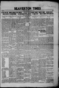 Beaverton times. (Beaverton, Or.) 191?-19??, February 11, 1921, Image 1