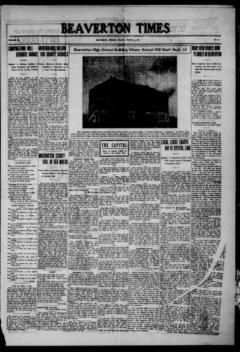 Beaverton times. (Beaverton, Or.) 191?-19??, August 12, 1921, Image 1