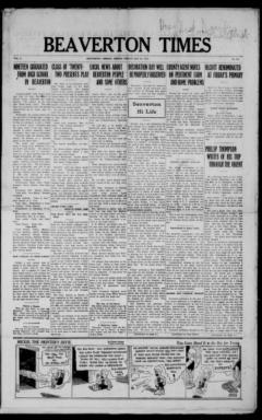 Beaverton times. (Beaverton, Or.) 191?-19??, May 26, 1922, Image 1